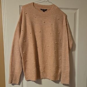 George Women's Sweater in Light Pink with Gold Accents